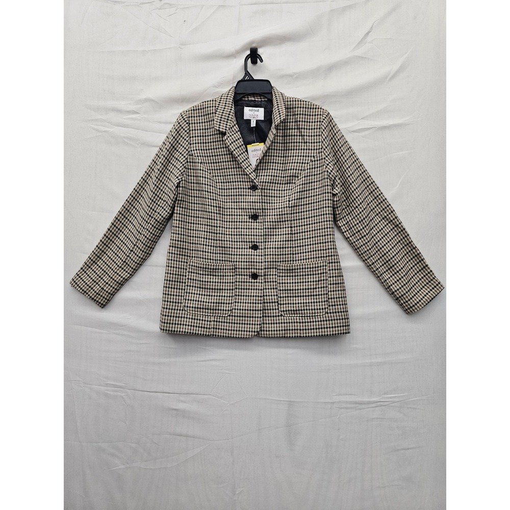 Hunter McGrady Womens Check Blazer Brown Rayon Blend Casual Size Medium - Picture 1 of 7